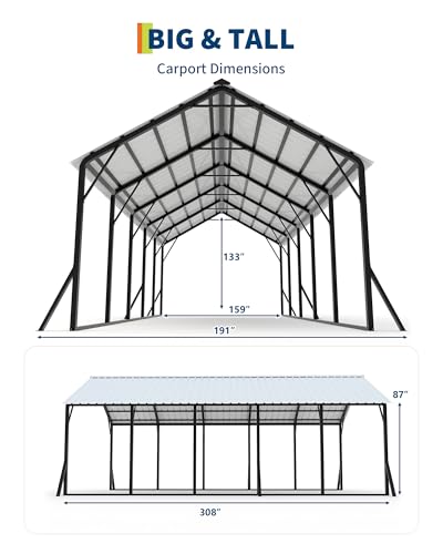 13x26x11 ft Metal Carport Kit