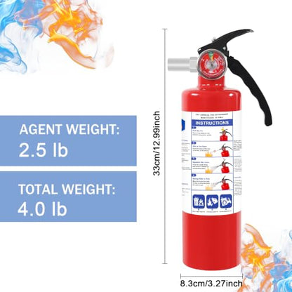 4 Pack ABC Dry Chemical Fire Extinguishers with Mount (4 Count)