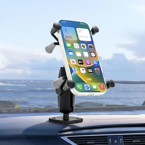 Car Phone Mount with B Size 1" Ball Diamond Base and Double Socket Arm
