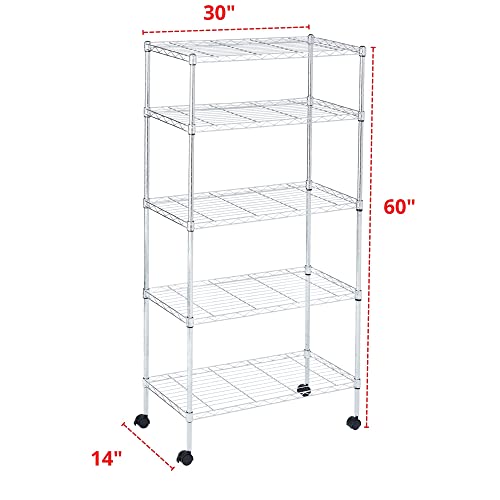 5 Tier Heavy Duty Wire Shelving Unit Storage Rack for Products Plant Pantry
