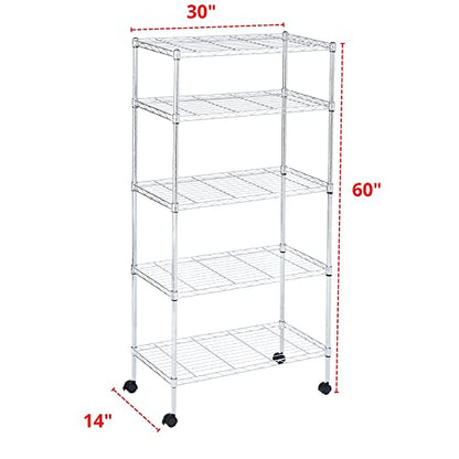 5 Tier Heavy Duty Wire Shelving Unit Storage Rack for Products Plant Pantry