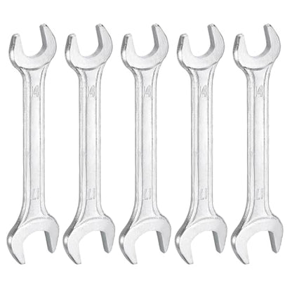 5pcs Double Open End Wrench 14mm x 17mm Metric 15 Degree Offset Angle Small Flat Head Wrench Galvanizing Open Ended Spanner for Automotive Repair Furniture Assembly (5 Count)