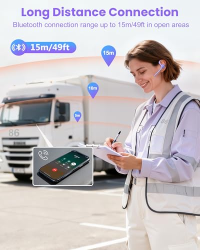 Bluetooth Headset V5.1 72H Talk Dual Mic with Mute Button for Business