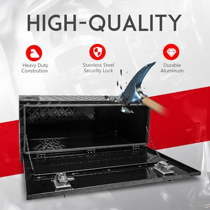 48 * 18 * 18 Aluminum Heavy Duty Diamond Plate ToolBox Chest Box Pick Up Truck Bed RV Trailer Toolbox Storage Organizer with T