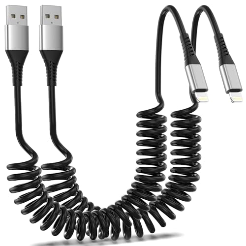 Coiled USB to Lightning Cable 3FT for Car