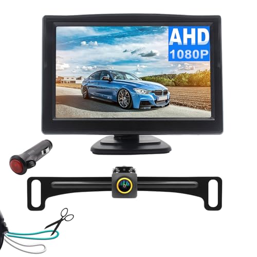 Wired Backup Camera for Truck 5 '' AHD 1080P Front Rear View Monitor KIT 2K IP67 Waterproof Night Vision Reverse Camera for CAR