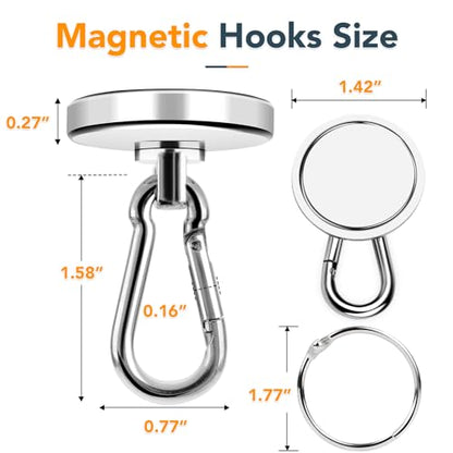 Strong Magnetic Hooks 150LB Neodymium Heavy Duty Magnets with Swivel