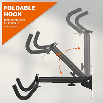 2PACK Bike Rack Garage Bike Wall Mount Bicycle Wall Hanger Bike Hook Bike Storage Rack for Indoor Storage Bike Horizontal Hanger Bicycle Wall Mount Bicycle Wall Rack (2 Count)