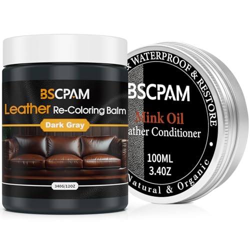 12oz Leather Recoloring Balm & 3.4oz Mink Oil Leather Conditioner kit