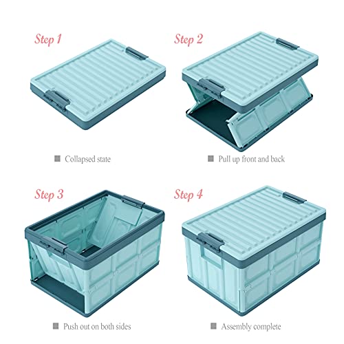 Blue Folding Plastic Stackable Utility Crates 2 (2 Count)