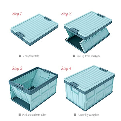 Blue Folding Plastic Stackable Utility Crates 2 (2 Count)
