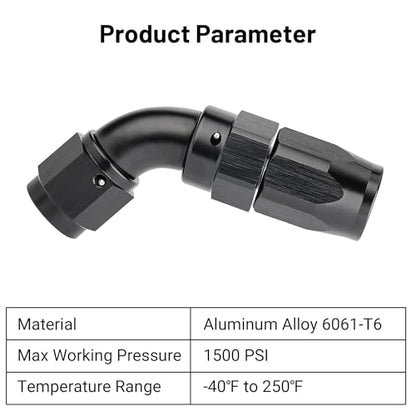 4AN 60 Degree One Piece Full Flow Hose End Fitting Swivel for CPE Braided Hose