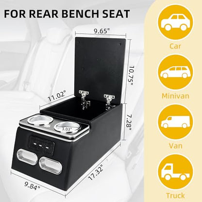 Universal Truck Seat Organizer with Padded Armrest Lid