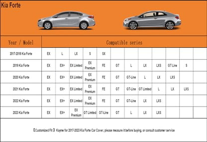 7 Layers Waterproof Car Cover for Kia Forte 2017