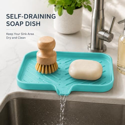 Silicone Soap Dish with Drain Spout