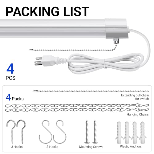 BS84 LED Shop Lights 4FT for Workshop (4 Count)