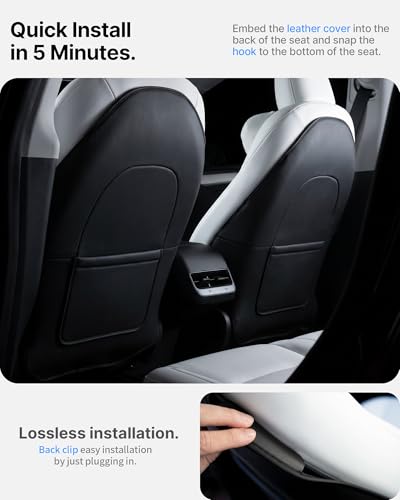 2Pcs Leather Seat Back Kick Protector for Tesla Model 3 (2 Count)