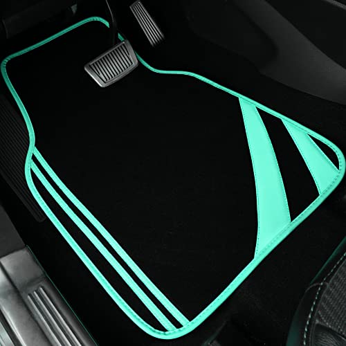 Mint Green Edge Leather Car Floor Mats