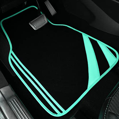 Mint Green Edge Leather Car Floor Mats