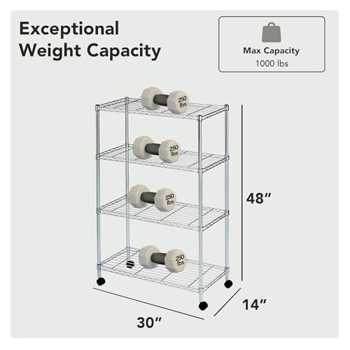 Heavy Duty 4 Tier Wire Shelving Unit Storage Rack
