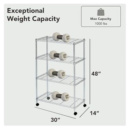 Heavy Duty 4 Tier Wire Shelving Unit Storage Rack