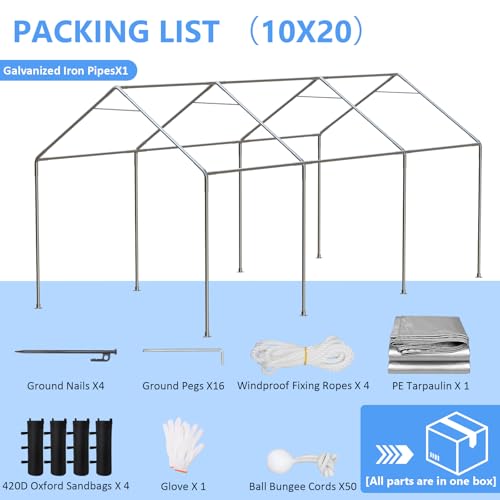 Carport 10x20 FT Enclosed Carport with Roll