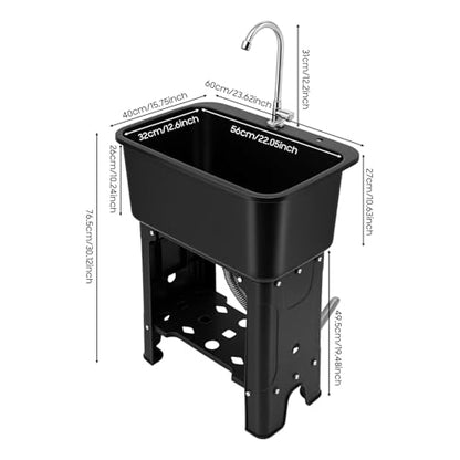 Free Standing Utility Sink with Washboard Laundry Tub Sink for Outdoor
