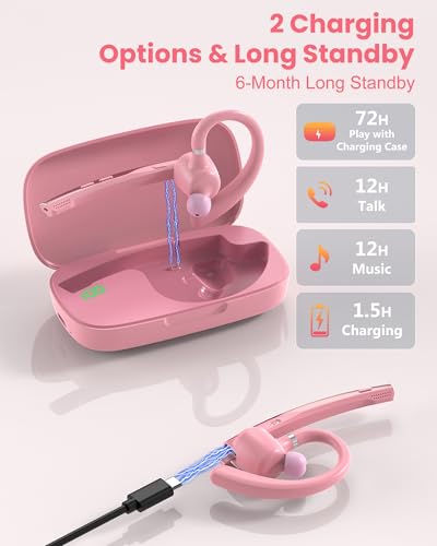 Bluetooth Headset V5.1 72H Talk Time Dual Mic with Mute Button for Business
