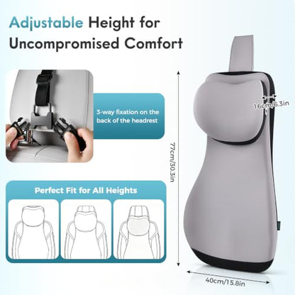 Memory Foam Lumbar Support and Headrest Pillow for Car Ergonomic Integrated Widened Design Head Neck Lumbar Support Breathable Washable Cushion for Car Truck Seat Long Driving Back Pain Relief