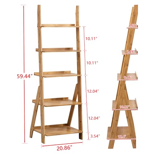 Bamboo Ladder Shelf Bookcase