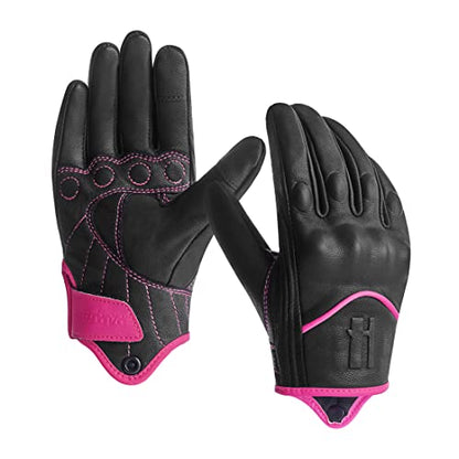 Ladies Full Finger Touch Motorcycle Gloves GL016 PINKBlack XL