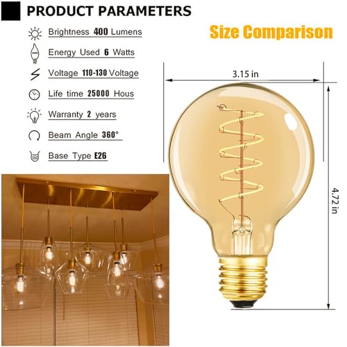 Vintage LED Spiral Filament Bulb G25 (4 Count)