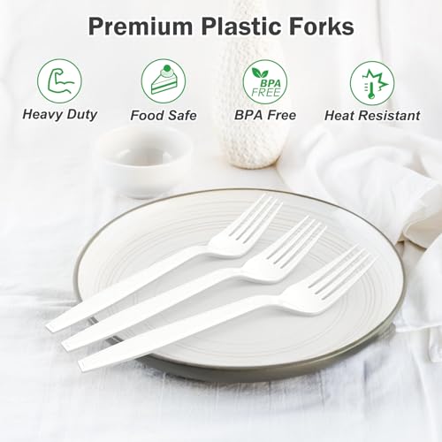 360 Count Extra Heavy Duty White Plastic Forks Disposable