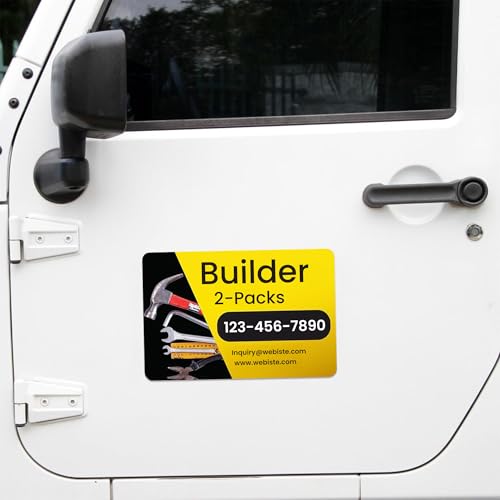 Custom Car Magnet Signs for Builder and Contractor (2 Count)