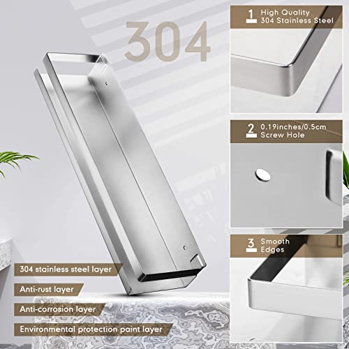 2 Pieces Stainless Steel Shelf Bathroom Shower Floating Shelves Wall Mounted Shower Caddy Basket Shelf Storage Organizer Shelves for Bathroom