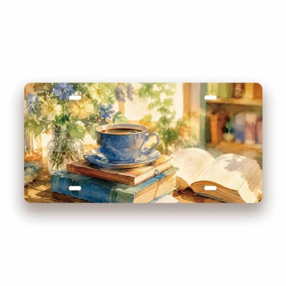 READING COFFEE BOOKISH SPACE Metal Tin Sign License Plate Bar Cafe Garage Cave Home Room Wall Bathroom Farmhouse Garden Porch Patio Decor