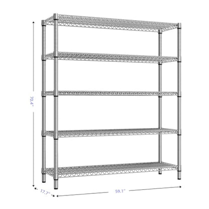 3500LBS 59" W 5 Tier Storage Shelves Rack Metal Wire Shelving Unit