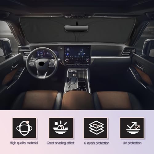 for 2024 2025 Lexus GX550 Windshield Sun Shade 2025 Lexus GX550 Windshield Sunshades 2024 2025 Lexus GX550 Accessories Foldable Sunshade Cover Block UV Ray Lexus GX550 Front Window Sunshade