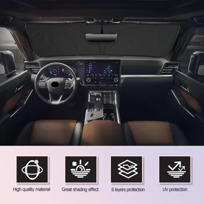 for 2024 2025 Lexus GX550 Windshield Sun Shade 2025 Lexus GX550 Windshield Sunshades 2024 2025 Lexus GX550 Accessories Foldable Sunshade Cover Block UV Ray Lexus GX550 Front Window Sunshade