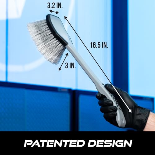 Wheel and Fender Cleaning Brush with Long Handle for Car Detailing