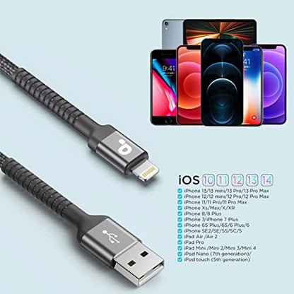 Short iPhone Charger Cable 1FT 2Pack Apple MFi Certified USB Lightning (6 Foot)