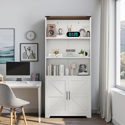 Bookcase with Doors and Adjustable Shelves