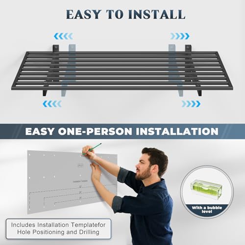 2 Pack Garage Shelving Wall Mounted with 8 Hooks (2 Count)