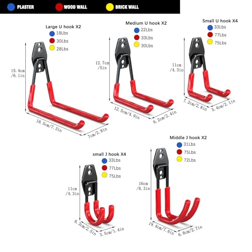 Garage Wall Hooks 14 Pack (14 Count)