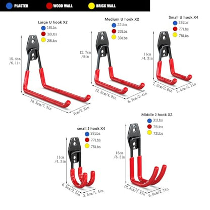 Garage Wall Hooks 14 Pack (14 Count)