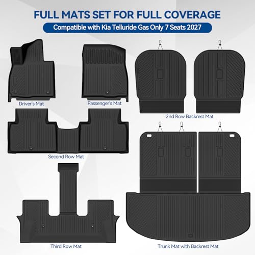 Custom Fit Floor Mats for Kia Telluride Gas Only 7 Seats 2027