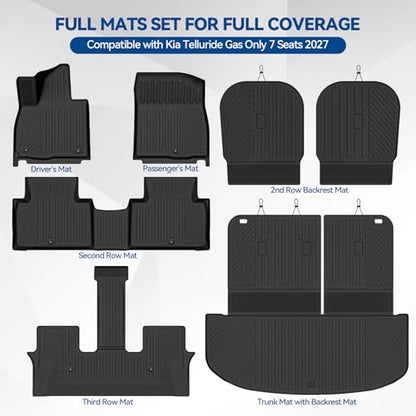 Custom Fit Floor Mats for Kia Telluride Gas Only 7 Seats 2027
