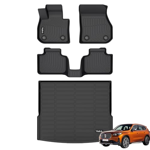 All Weather Floor Mats & Cargo Liner Custom for 2025 2024 2023 BMW X1 Car Mats Liners Cargo Trunk Mat Liner Trunk Mat BMW X1 Floor Mats Automotive Accessories Black