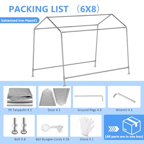 Carport 6x8 FT Enclosed Carport with Roll