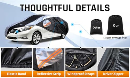 Versa Car Cover Waterproof All Weather with Silver Strip Design